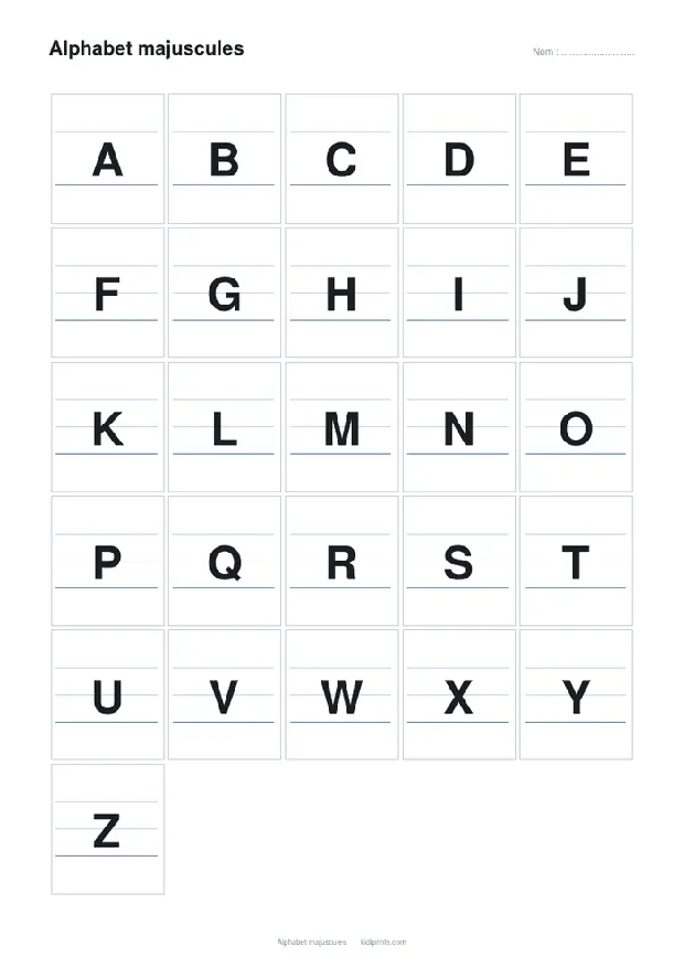 Alphabet majuscules à imprimer, format A4