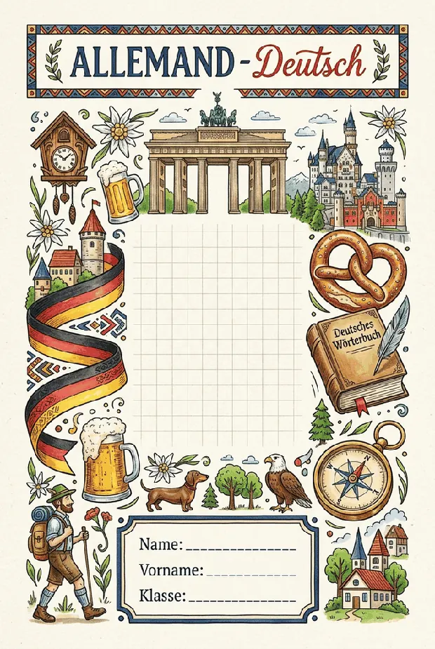 Page de garde Allemand à imprimer, format A4