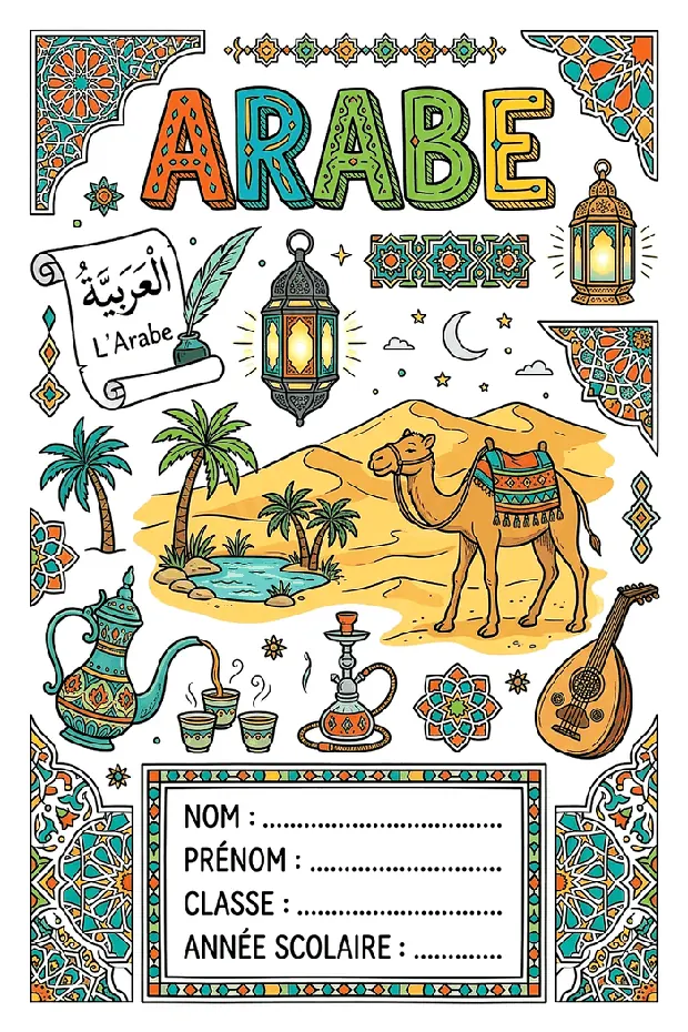 Page de garde Arabe à imprimer, format A4