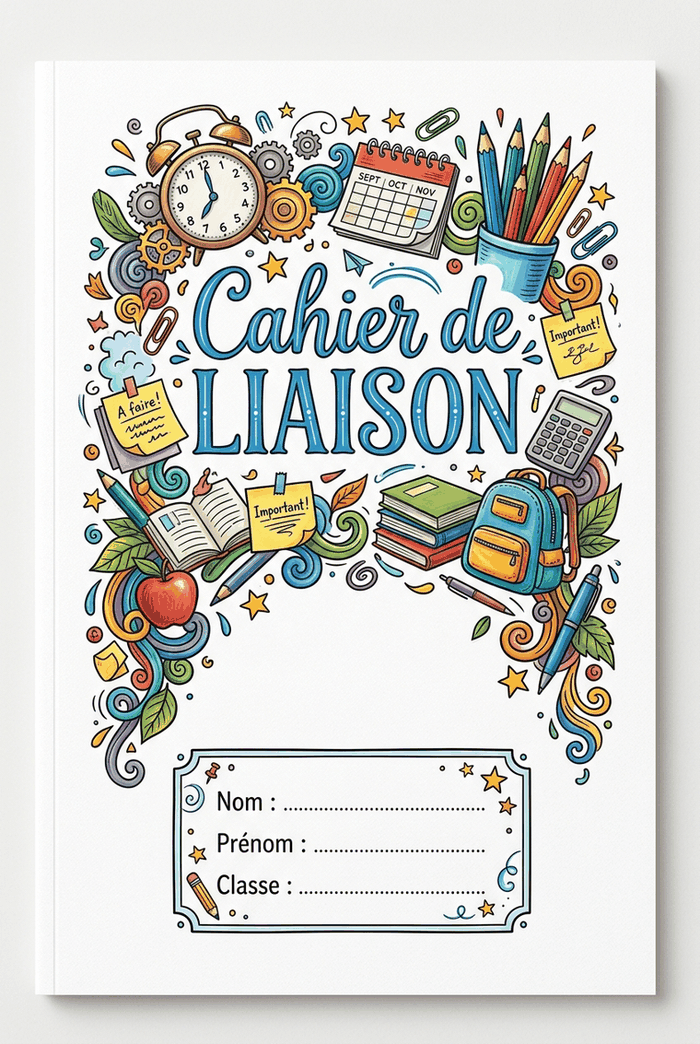 Page de garde de Cahier de liaison à imprimer, modèle A4