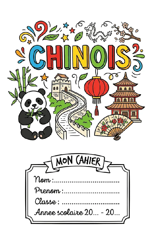 Page de garde Chinois à imprimer, format A4