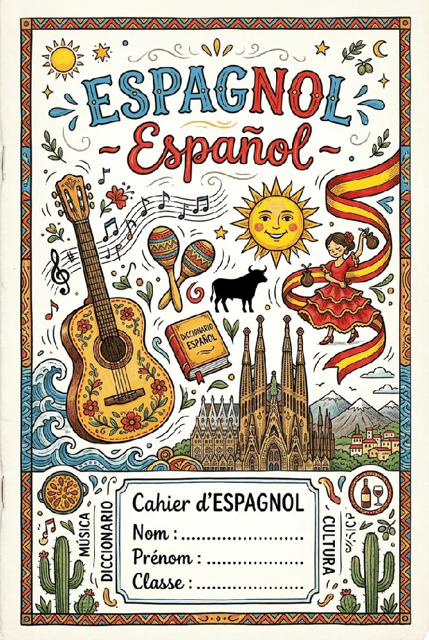 Page de garde Espagnol à imprimer, format A4
