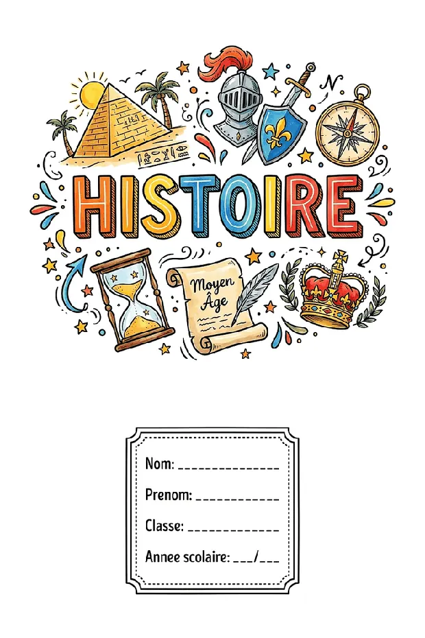Page de garde Histoire à imprimer, format A4