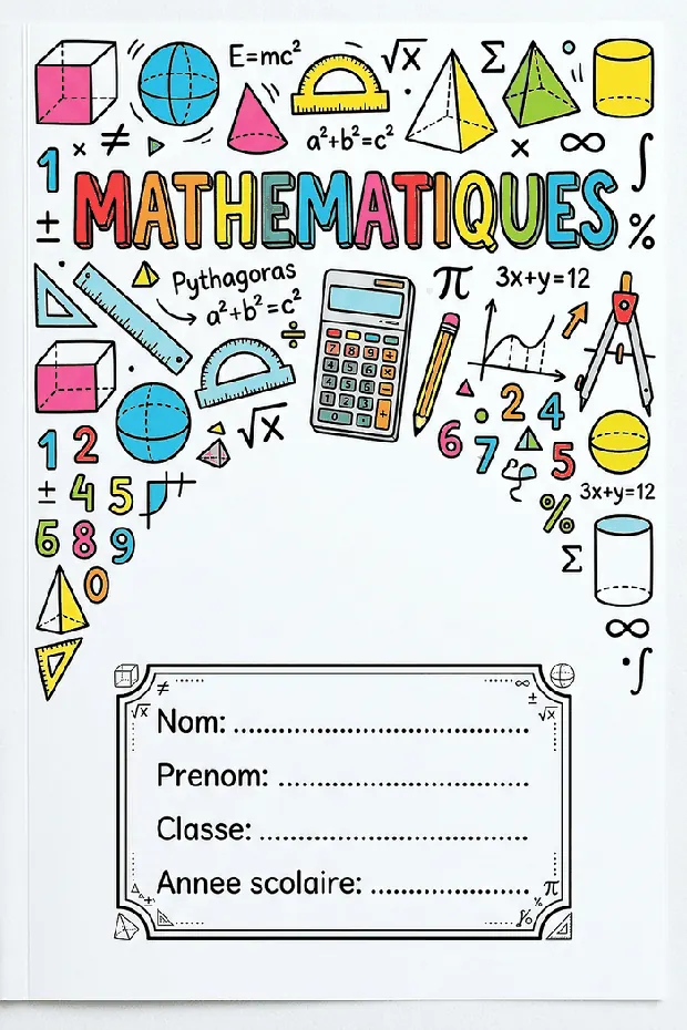 Page de garde Mathématiques à imprimer, format A4