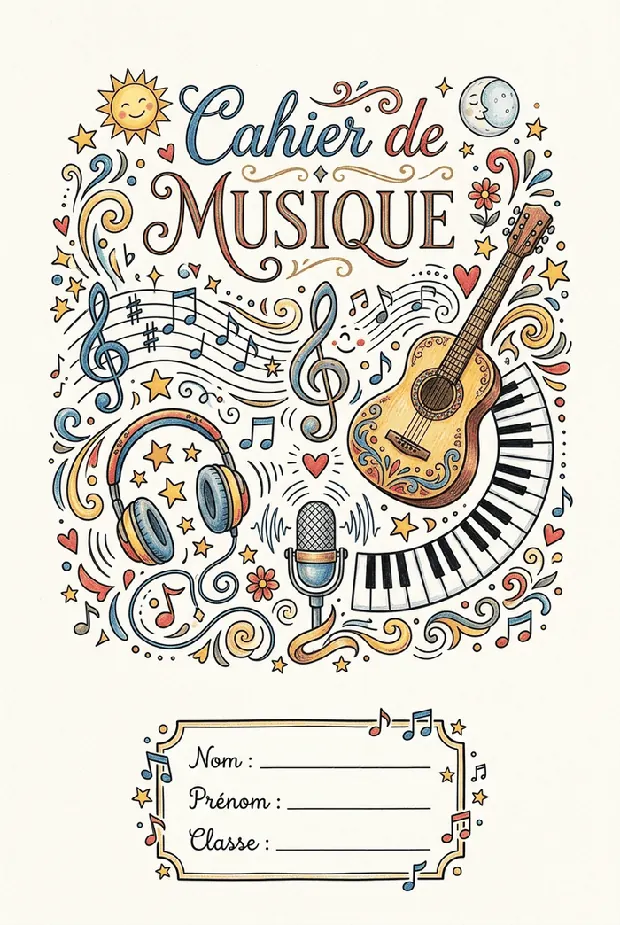 Page de garde Musique à imprimer, format A4
