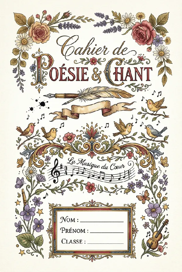 Page de garde Poésie et Chant à imprimer, format A4