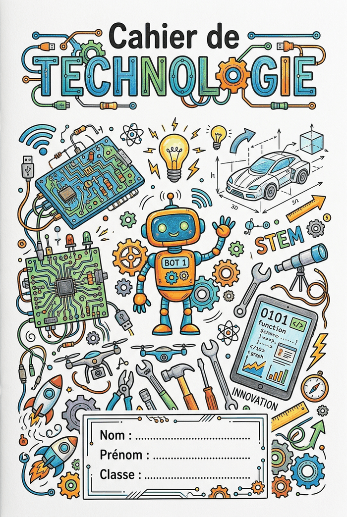 Page de garde de Technologie à imprimer, modèle A4