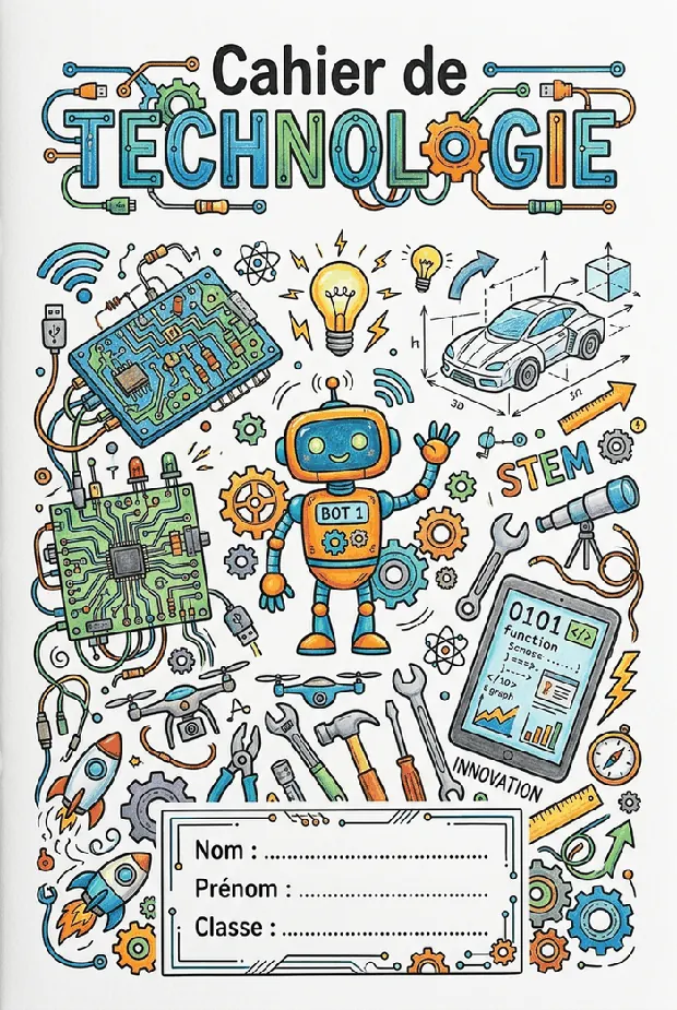 Page de garde Technologie à imprimer, format A4